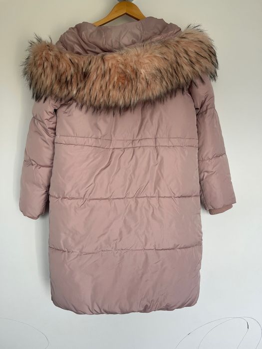 Kurtka zimowa z futerkiem, długa płaszcz, damska