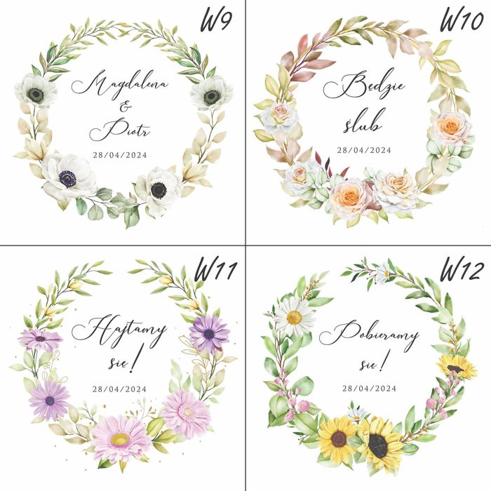 Zaproszenia kwadratowe na ślub wesele komunię roczek chrzest