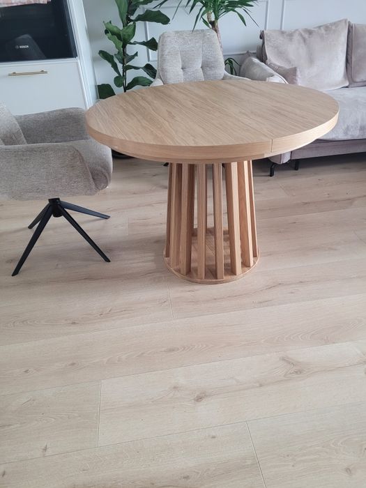 Stół Tavo firmy Furnirest 100 cm rozkładany blat fornir dąb naturalny