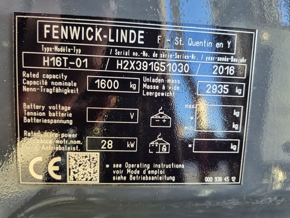 Wózek widłowy LINDE H16T, triplex, przesuw, terenowy, 1800mtg jak nowy