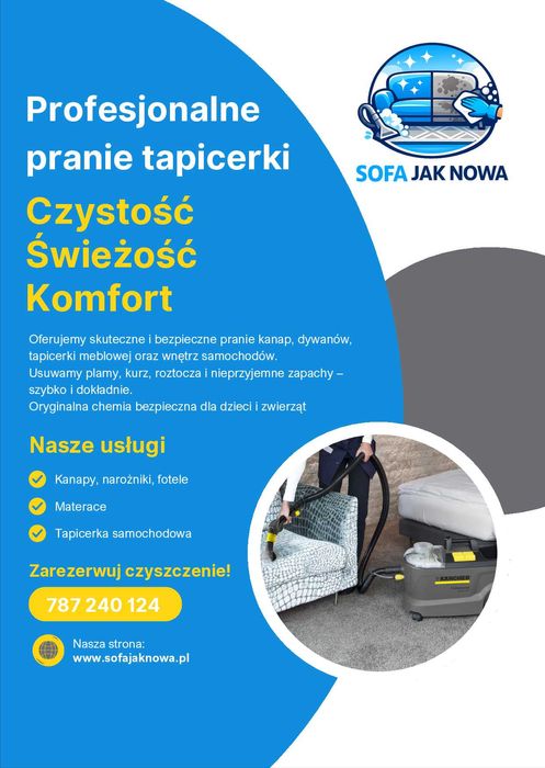 Profesjonalne pranie tapicerki-czystość i świeżość-konkurencyjne ceny