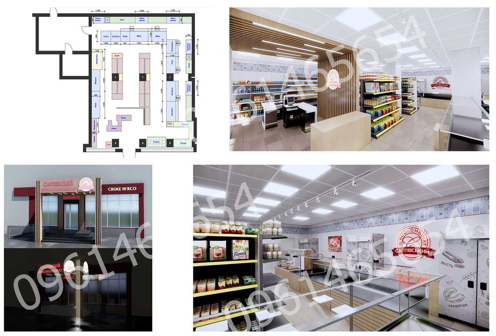 Дизайн інтер'єру 3D візуалізація для магазинів, кафе, комерції
