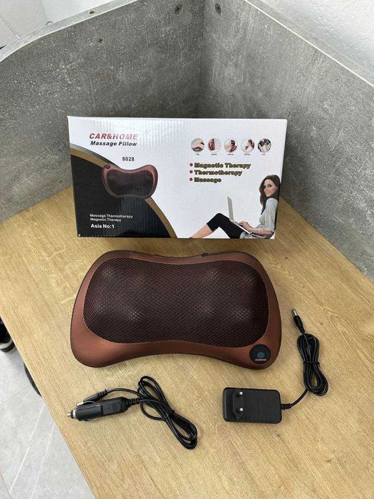 Массажная подушка 8 роликов + Адаптер для авто в комплекте