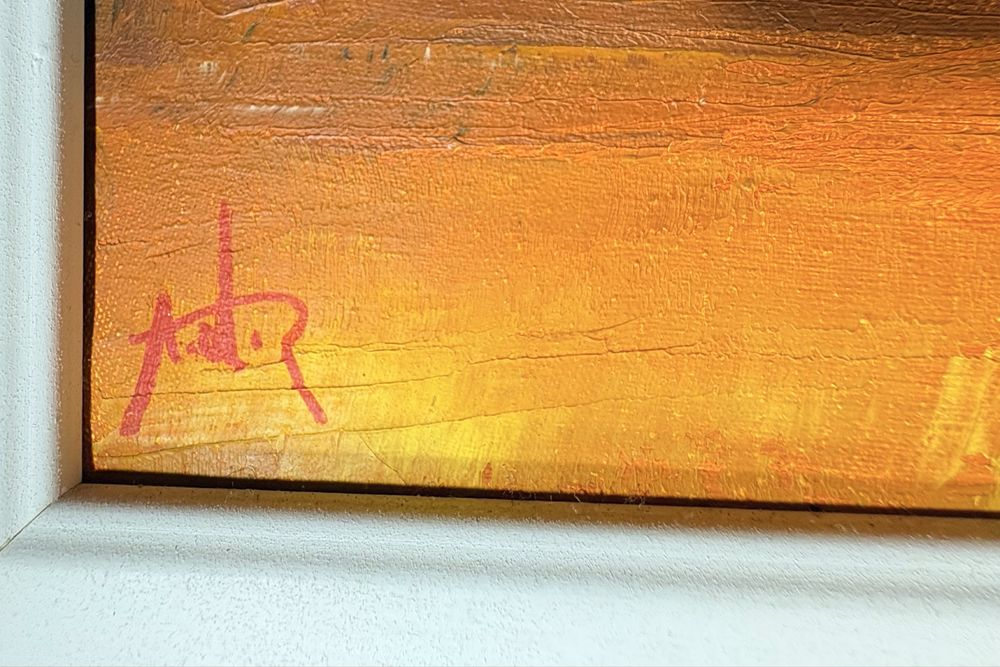 Linda pintura em óleo sobre tela - paisagem urbana - assinada