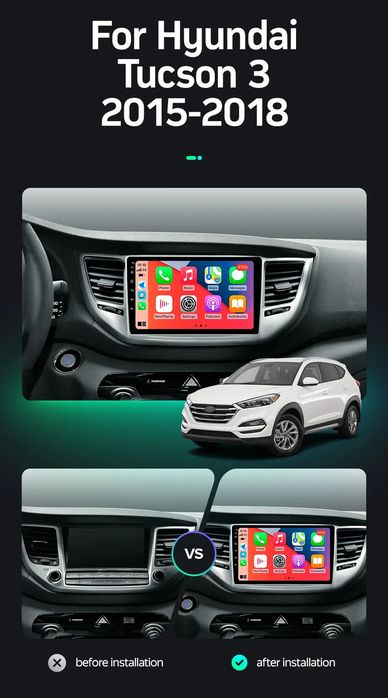 Магнітола для Hyundai Tucson 3 2015-2018, Android під камеру