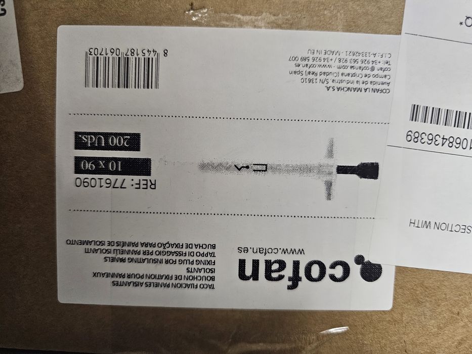 Cofan Zestaw 200 Kołków do styropianu elewacji m10 m10x90