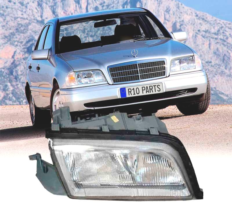 FAROL DIREITO MERCEDES CLASSE C W202 96-00 FUNDO CROMADO