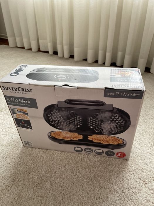 Gofrownica podwójna SilverCrest opiekacz czarny 1200 W serca serduszka