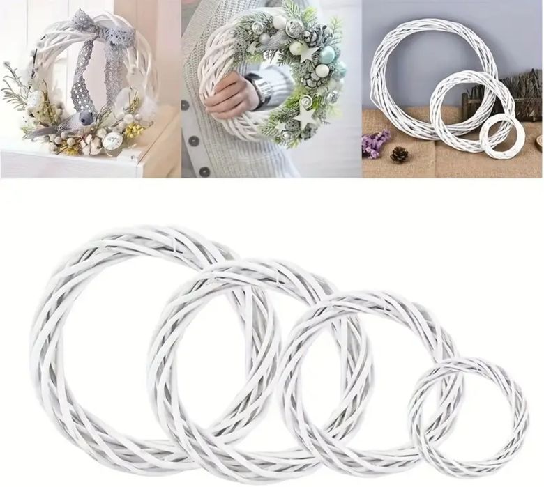 3 szt. Białe ręcznie robione wianki wierzbowe do rękodzieła nowe