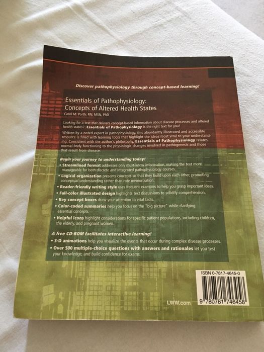 Vendo livro "Essentials of Pathophysiology", Porth