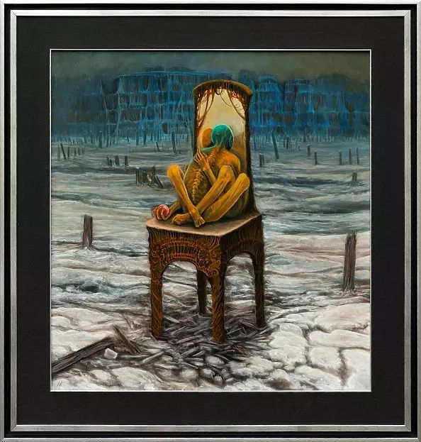 Krzysztof Heksel, obraz olejny na płycie, surrealizm