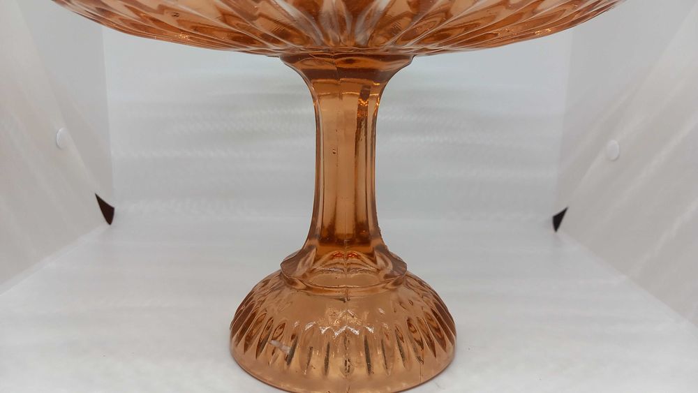 Stara Łososiowa patera różowa patera na nodze Ząbkowice Hortensja