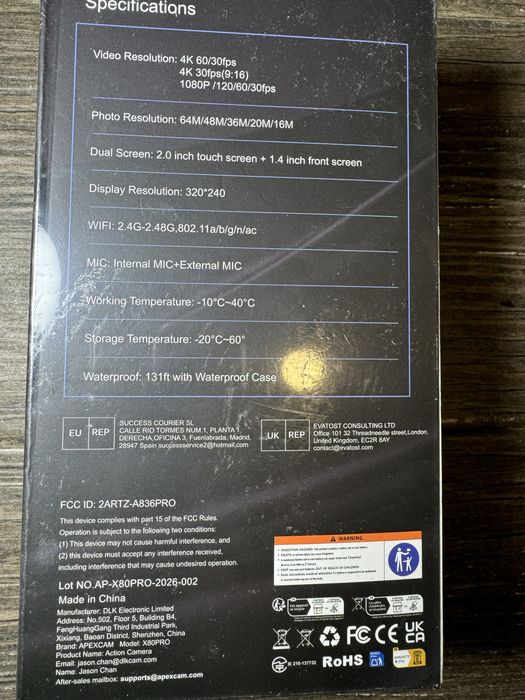 Apexcam X80 Pro 4K Action Camera