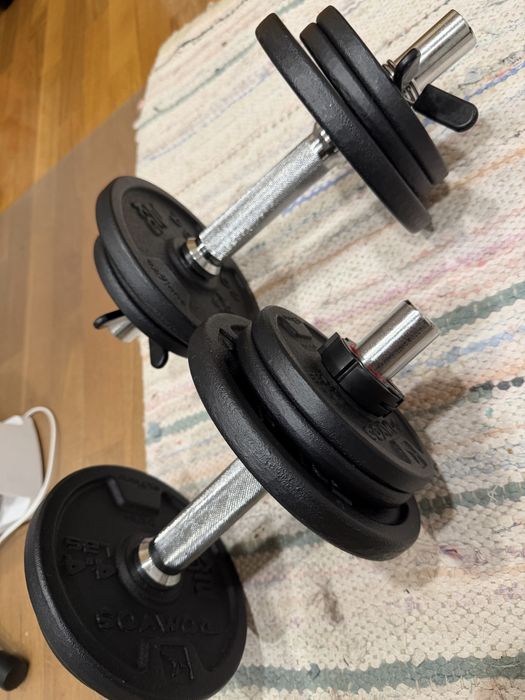 Dois halteres de 10kg cada ferro fundido