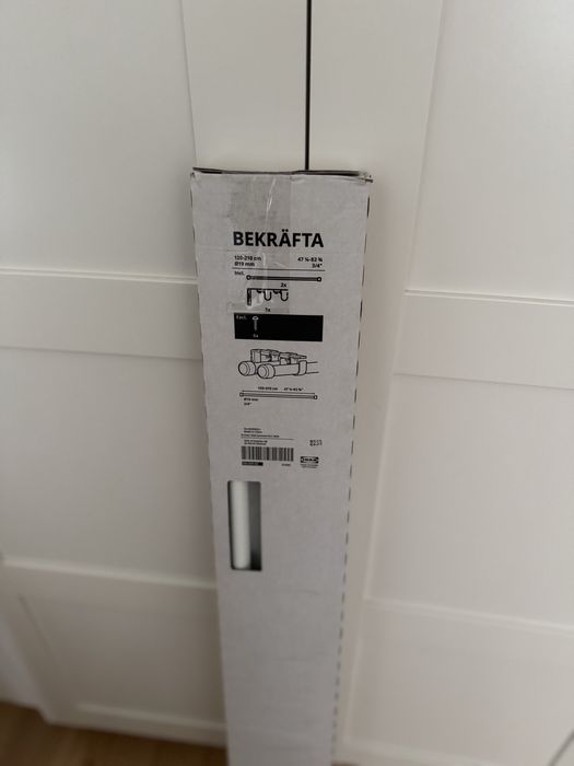 Ikea Bekrafta podwójny karnisz komplet biały NOWY 120-210 cm 19 mm