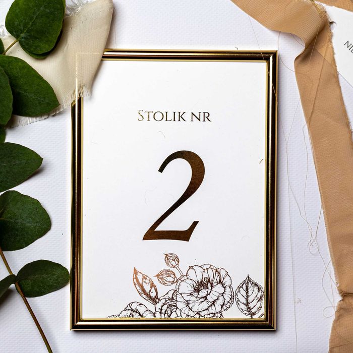 Numerki na stół weselny w stylu GLAMOUR golden rose