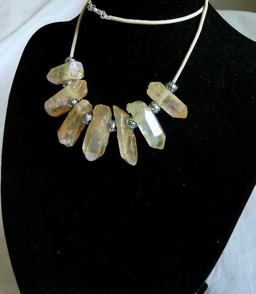 Cytryn - słoneczny kamień, oryginalny naszyjnik, kolia