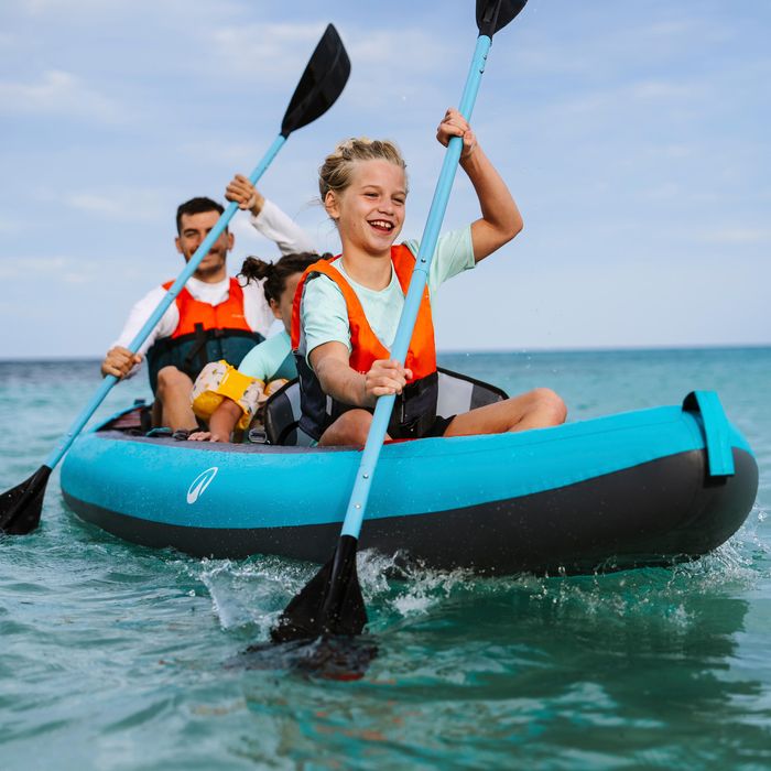 Canoa kayak insuflável 2/3 lugares - Tribord 100+ Azul