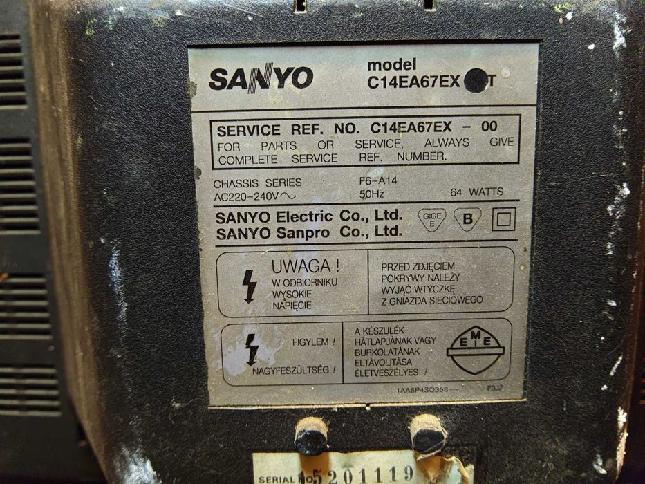 Telewizor Sanyo C14EA67EX 14 cali CRT retro vintage