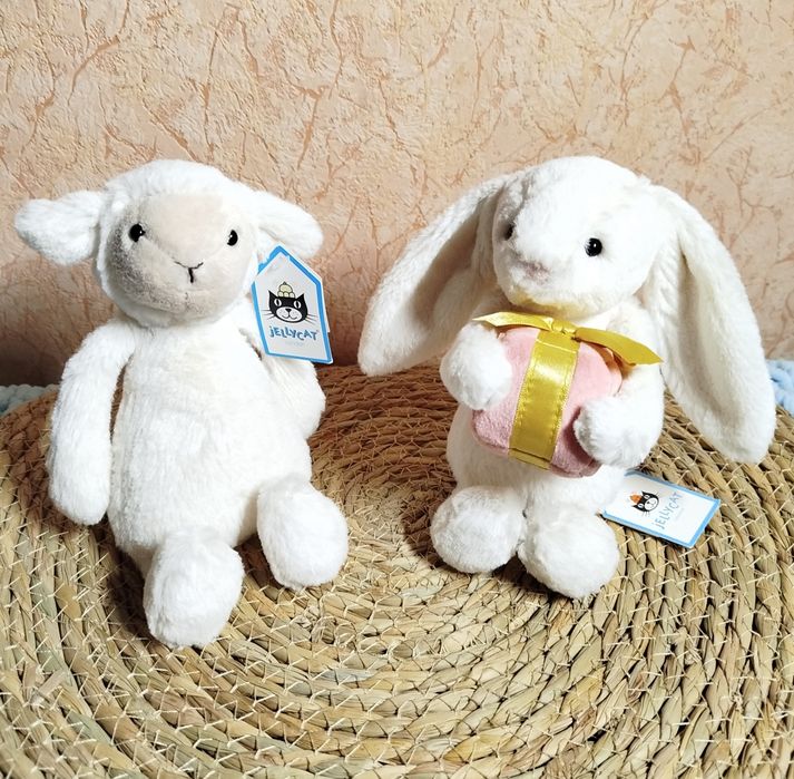 Jellycat Bashful Banny with Present &  Little  Bashful Lamb