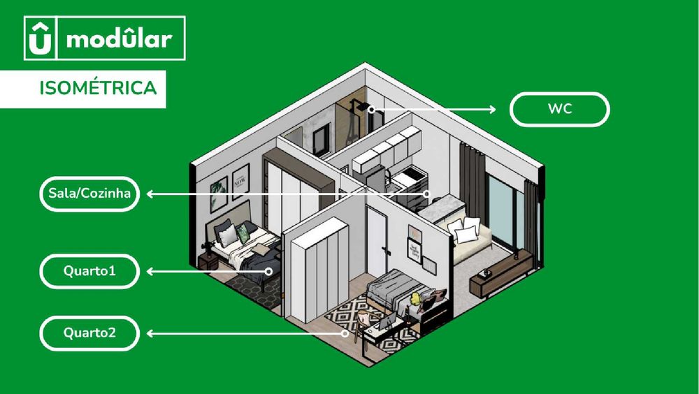 Casas Móveis Modulares - T0 18m² - T1 27m² - T2 36m²