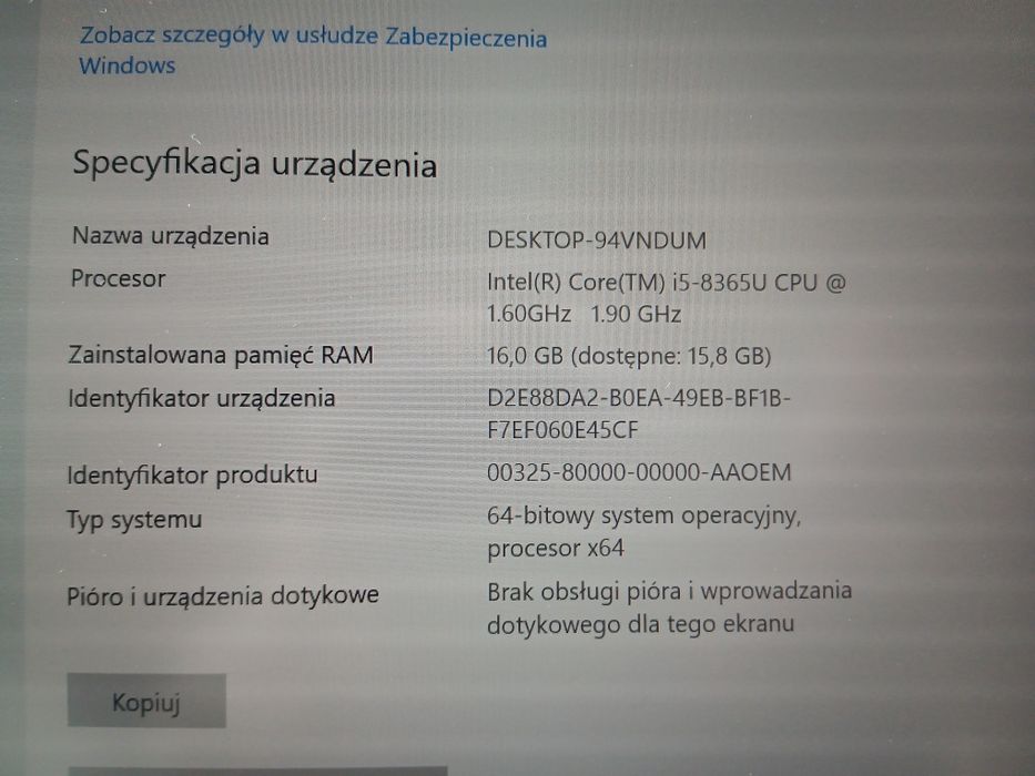 Laptop DELL LATITUDE 5400 16 GB RAM 256 SSD bardzo dobry stan