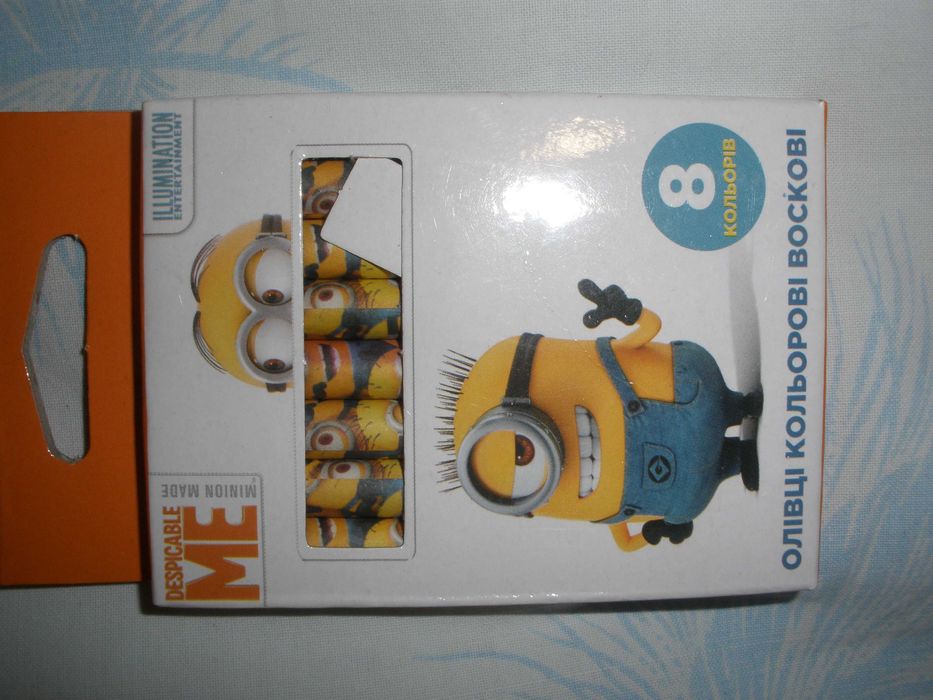 олівці воскові-набір міньони-8 шт