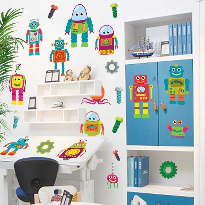 NAKLEJKA ścienna ROBOTY do pokoju dziecięcego dekoracja  s045