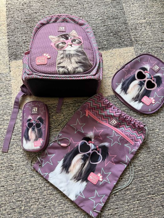 Рюкзак Kite Studio Pets 4-в-1 (рюкзак, пенал, сумка для обуви, папка) шкільний рюкзак, б/у Kite Studio Pets Школьный рюкзак, пенал, сумка
