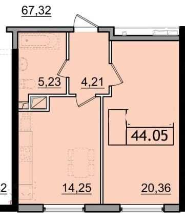 1-комнатная квартира по адресу ул. Заболотного ак. (площадь 43,4 м²) - Atlanta.ua - фото 2