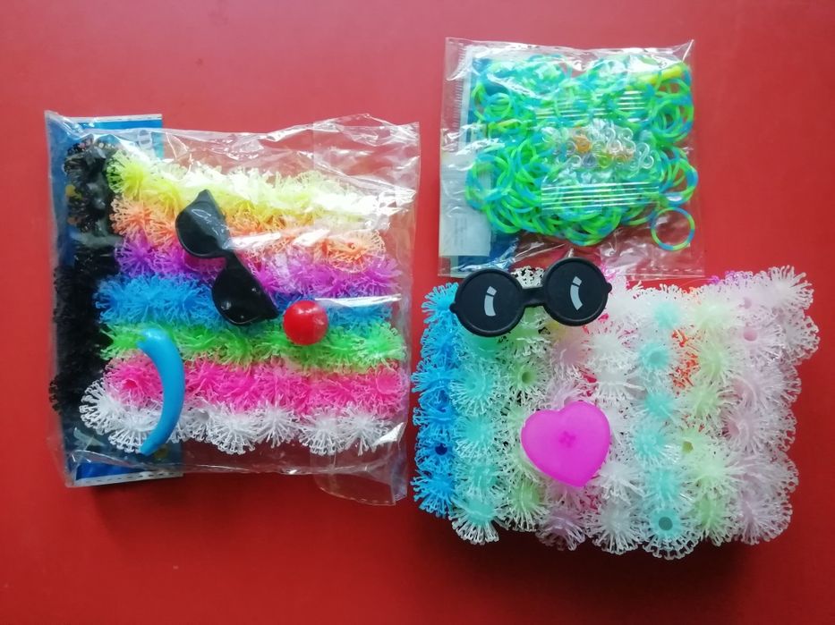 Конструкторы липучка ёжик и резинки для вязания с крючком