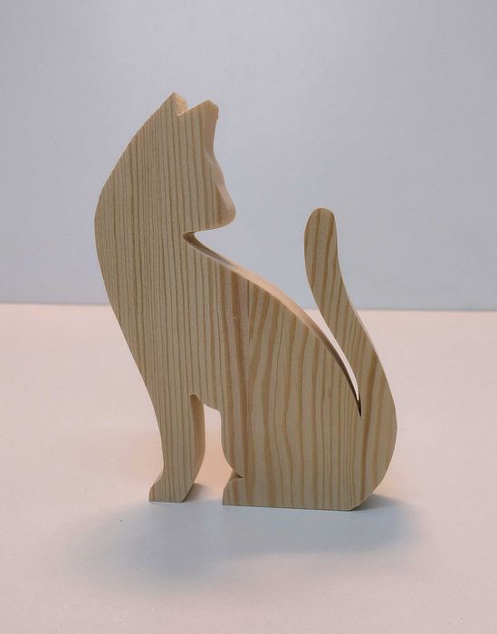 Kot z drewna kotek kicia Figurka drewniana 3D 15cm 2 sztuki