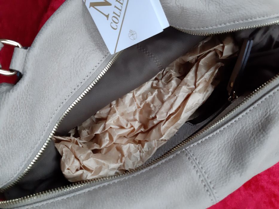 Tsarinni torebka skóra naturalna beżowa made in Italy piękna prezent