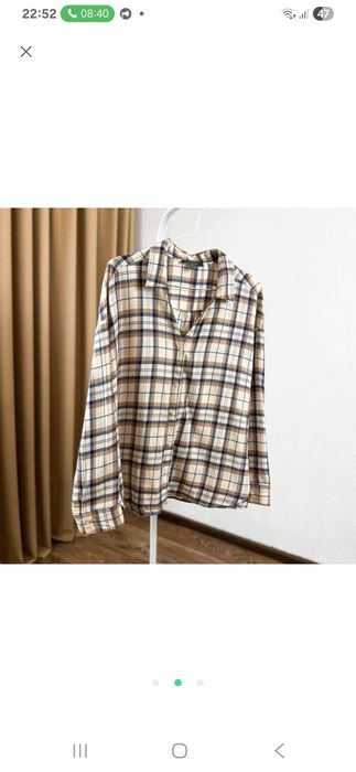 Сорочка бежева в клітинку