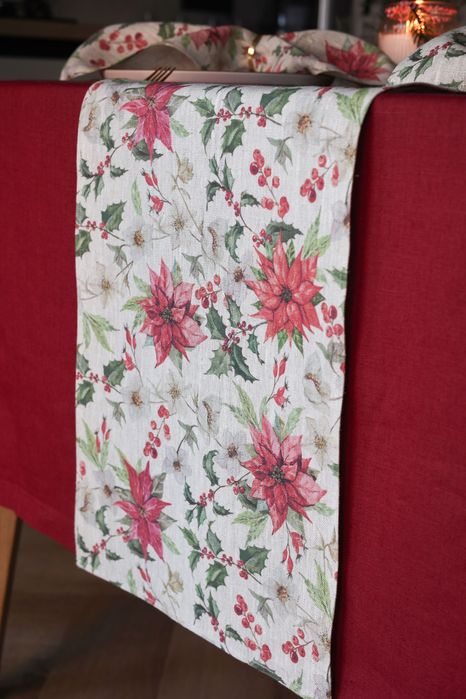 Різдвяна доріжка ( ранер ) на  стіл з натурального льону