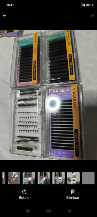 Material de extensão de pestanas e lifting