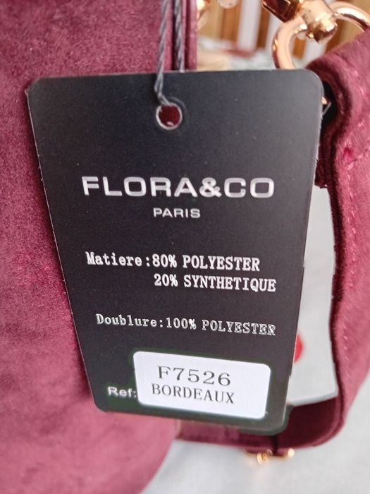 Nowa torebka Flora&Co. Zamszowa Kolor bordo.