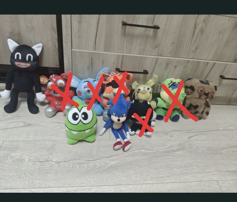 Мягкие игрушки Fnaf, Fugler, Sonic, Minecraft, картун кет,Ам ням