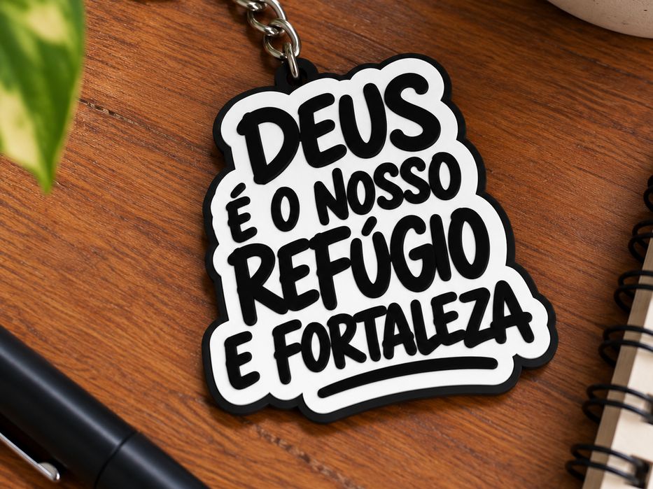 Chaveiro com versículo bíblico