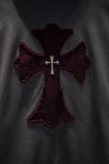 CHROME HEARTS худи унисекс мужское серое с крестом кофта с капюшоном