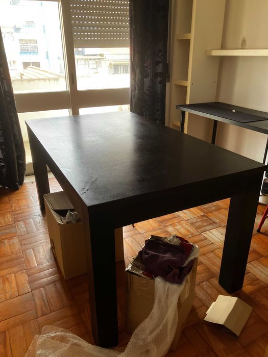 Mesa de jantar, madeira wengué, extensível, 160(220)x90