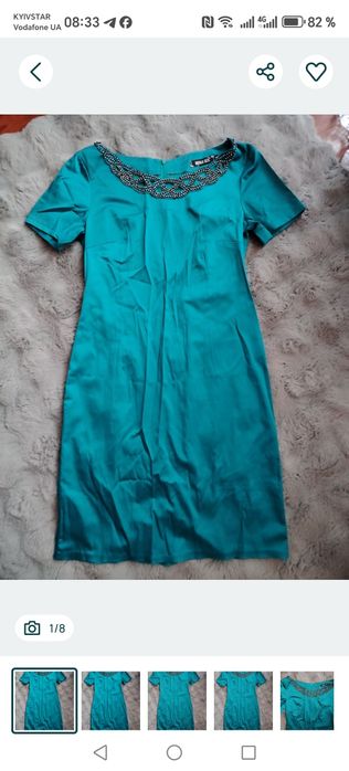 Платье миди бирюза с камнями ожерелье 48-50 L-XL Turkey