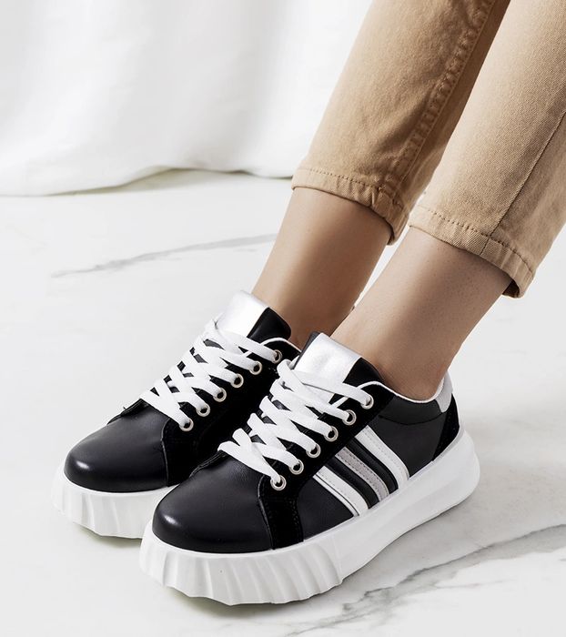 Czarne trampki na platformie Prinsep