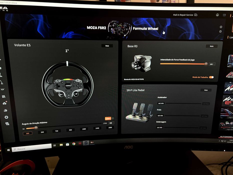 Moza R3 Direct Drive COMO NOVO + Volante F1 e Pedais