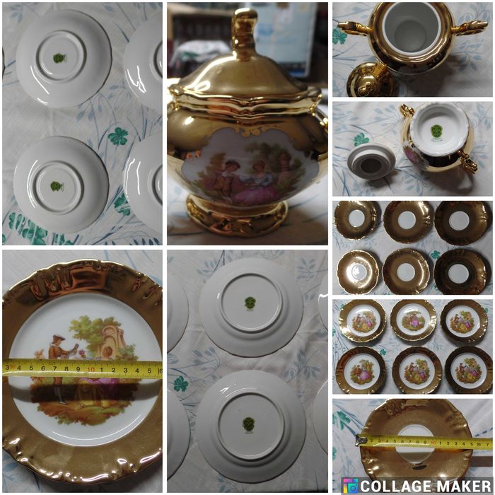 Conjunto Serviço Germany Gold 22Krt Bavaria excelente estado (907)