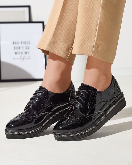 2 KOLORY 36 37 38 półbuty 39 40 lakierowane cyrkonie niski koturn lato