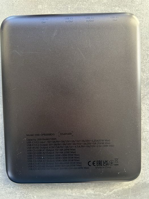 Павербанк Canyon PB-2008 LED FLAT 20000 mAh PD100W QC3.0 Dark Grey