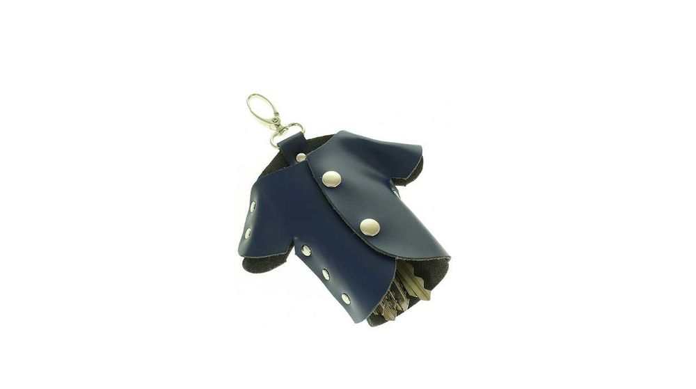 Skórzane etui na klucze ludzik kluczówka granatowa skóra naturalna PL