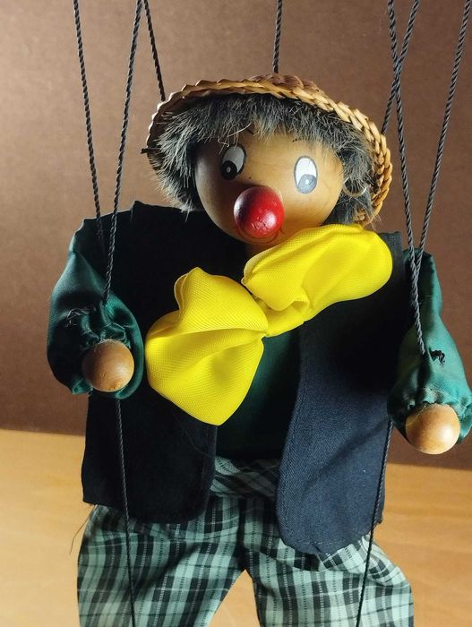 Boneco Palhaço Marioneta Vintage