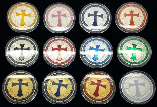 KRZYŻ ZAKON Templariuszy Moneta Medal Numizmat UNC Srebro Złoto Kapsel